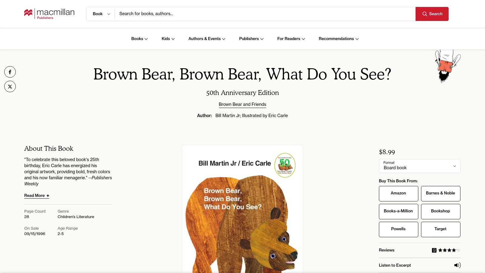 Brown Bear, Brown Bear, What Do You See? (Board Book) — Bill Martin Jr. & Eric Carle