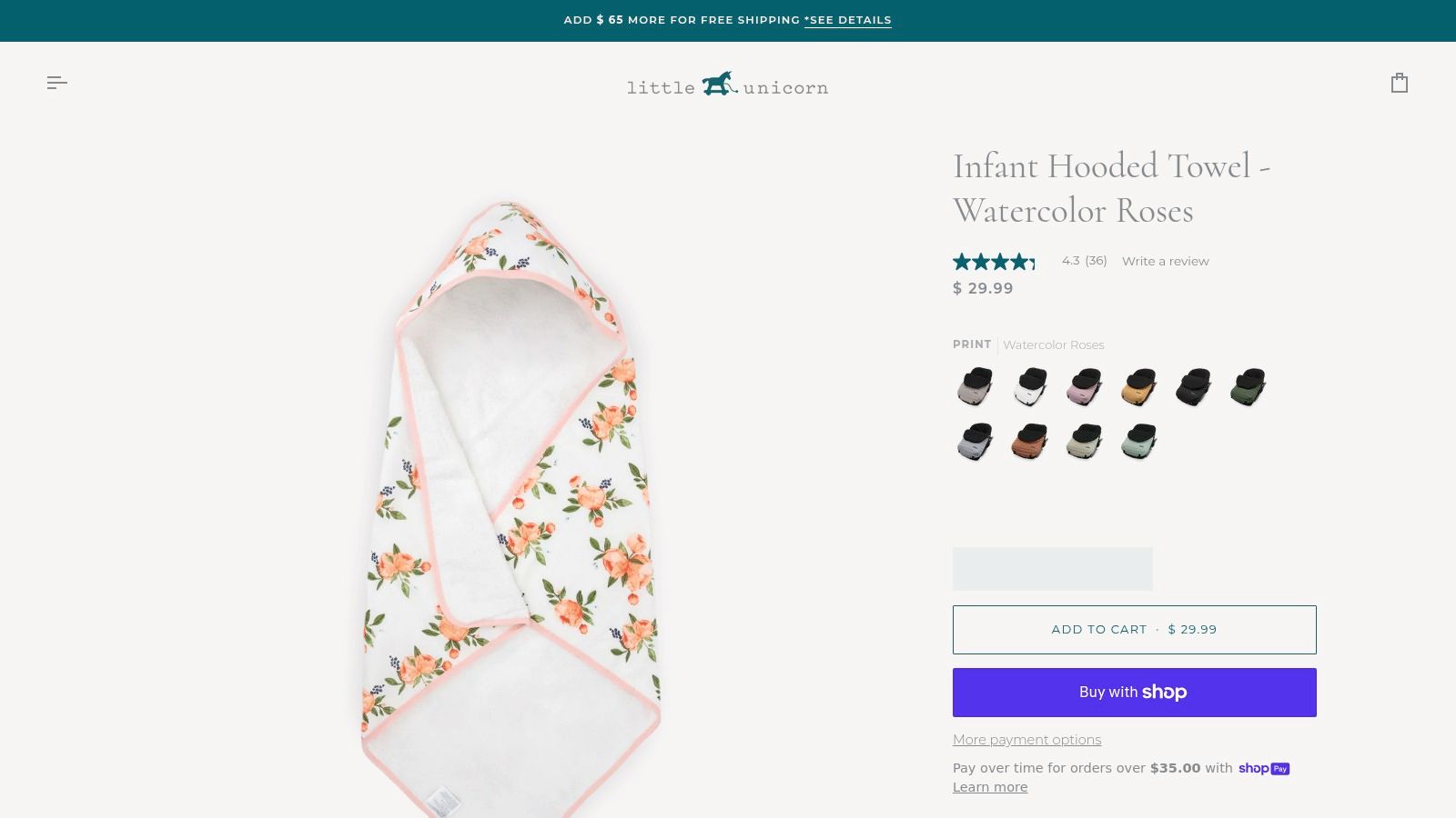 Little Unicorn — Infant Hooded Towel (Muslin + Terry)