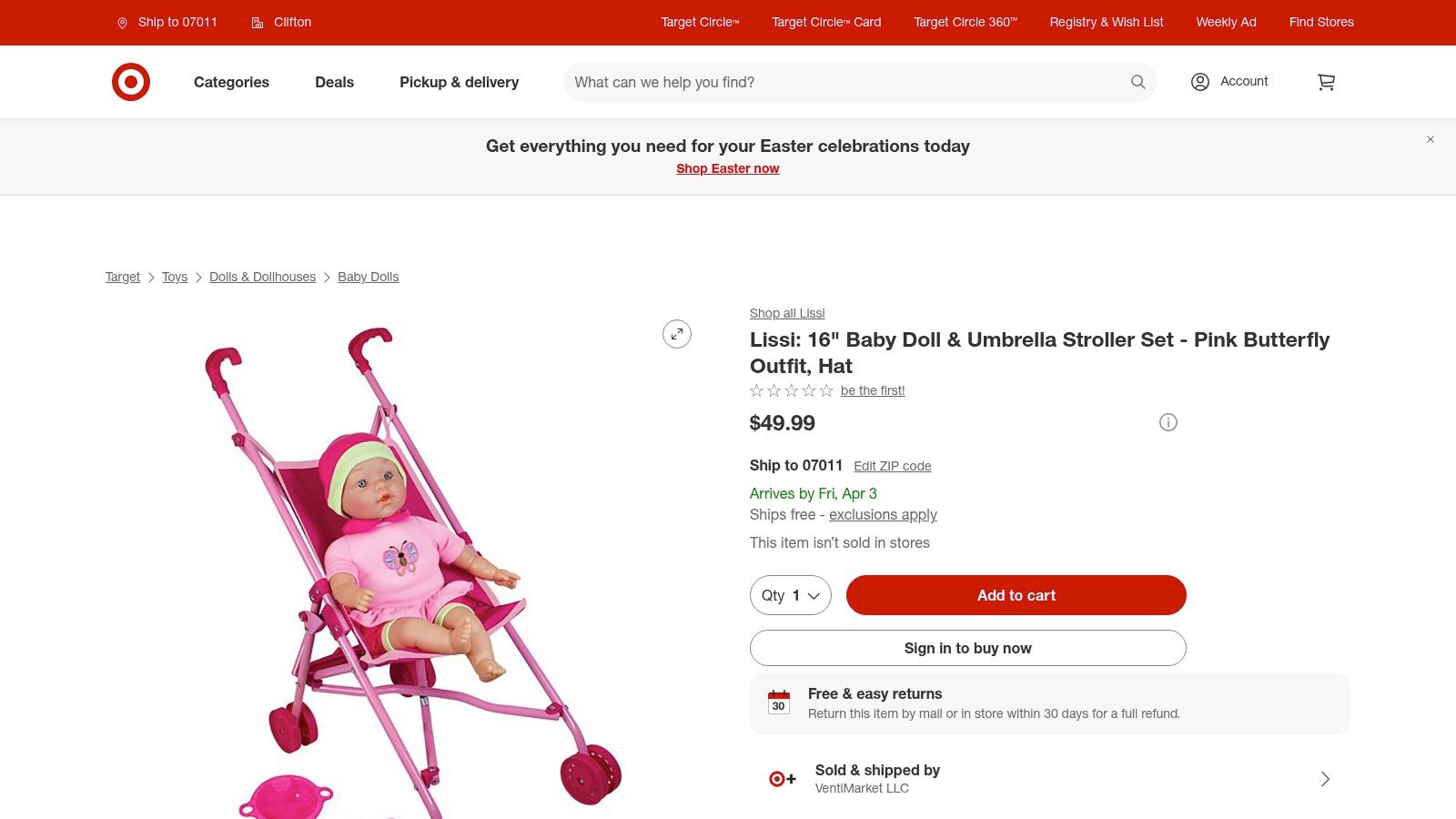 Lissi 16" Baby Doll with Stroller Set (with feeding accessories)