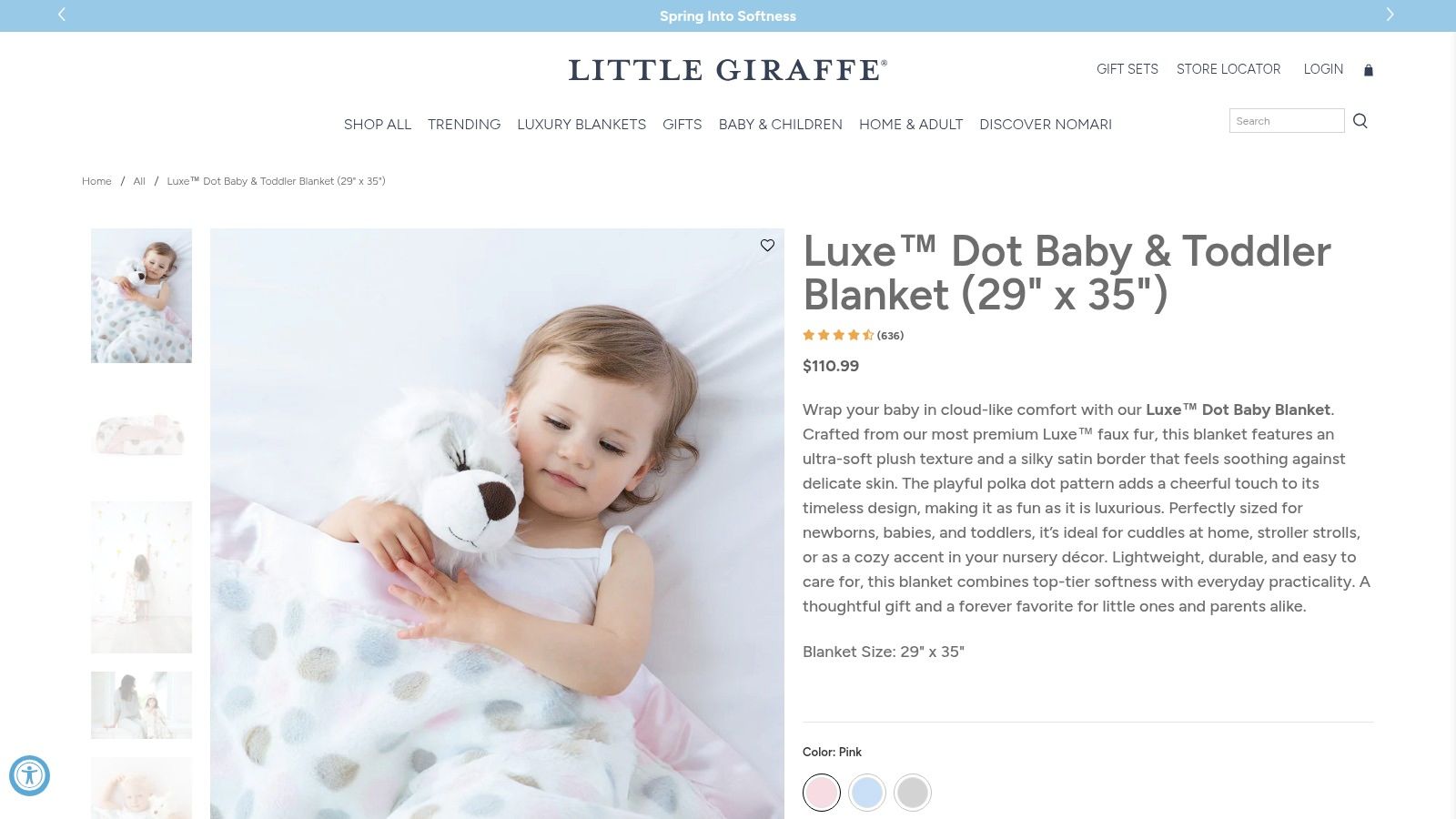 Little Giraffe Luxe Dot Baby & Toddler Blanket