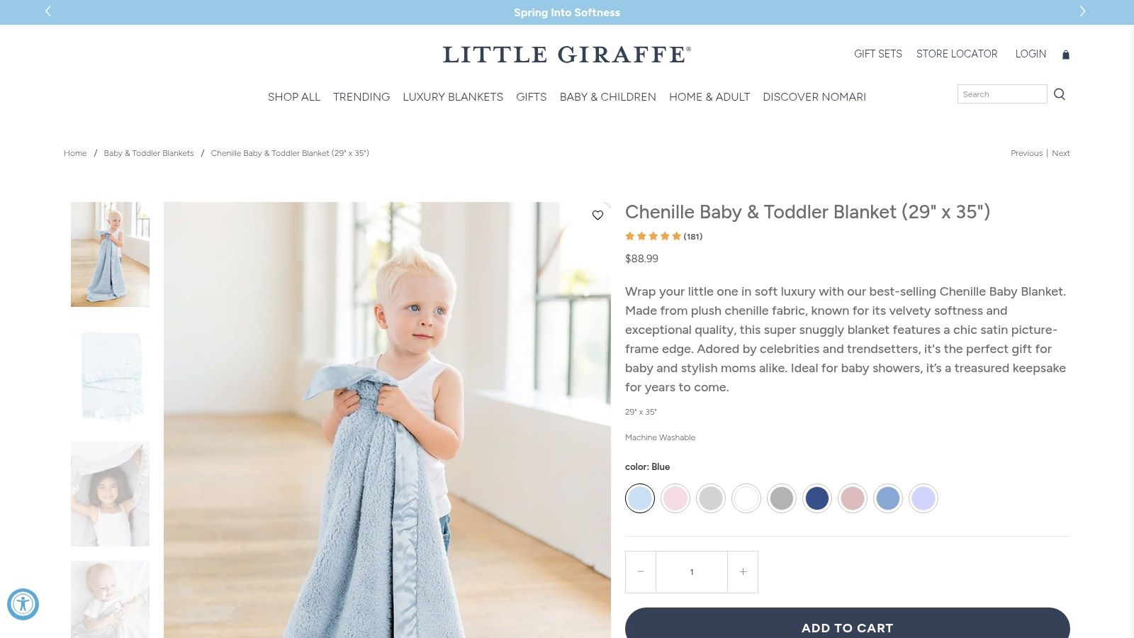 Little Giraffe Chenille Baby & Toddler Blanket (classic)